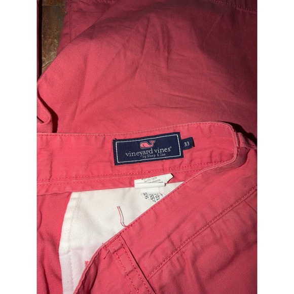 Vineyard Vines Mens 33 Breaker Shorts Coral Pink Flat Front Chino Cotton Twill - Picture 3 of 3